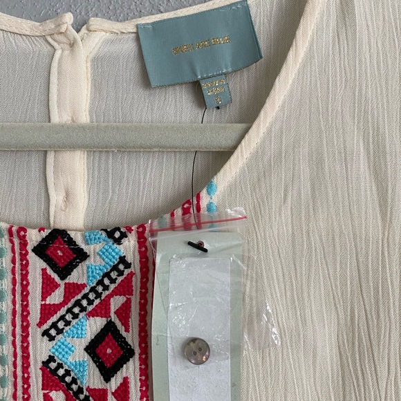 Anthropologie Skies are Blue Top Size Small Multicolor Aztec Boho Gauze - Picture 3 of 10